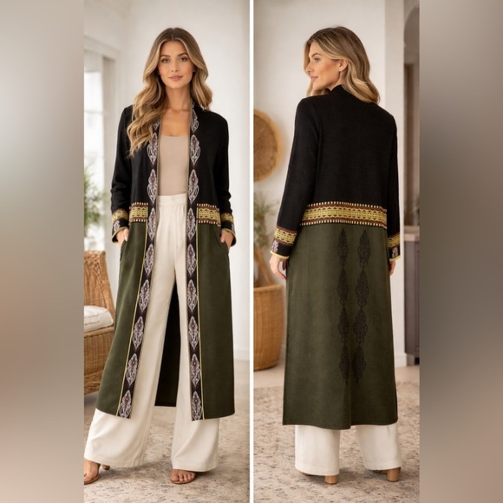 See clip 😍😍😍Max Studio Bohemian Open Front Cardigan Coat. Size small